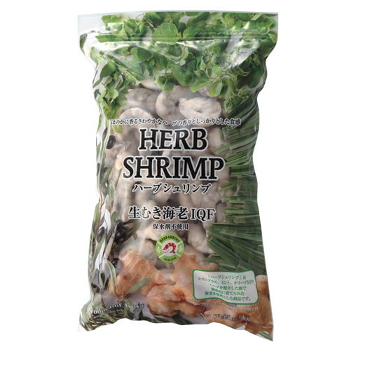 【冷凍】ハーブシュリンプ／生むき海老　1kg（21-25尾）※殻剥き・背ワタ除去済・大サイズ